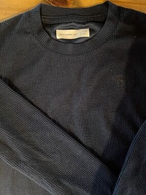 abercrombie kids Navy Waffle-Knit Crewneck Sweater